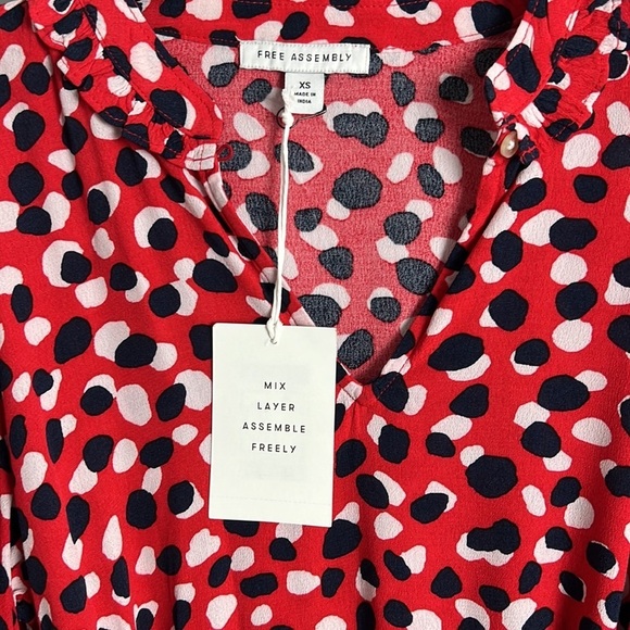 Free Assembly Red Dot Tiered Belted Mini Dress Size XS NWT - Picture 9 of 11